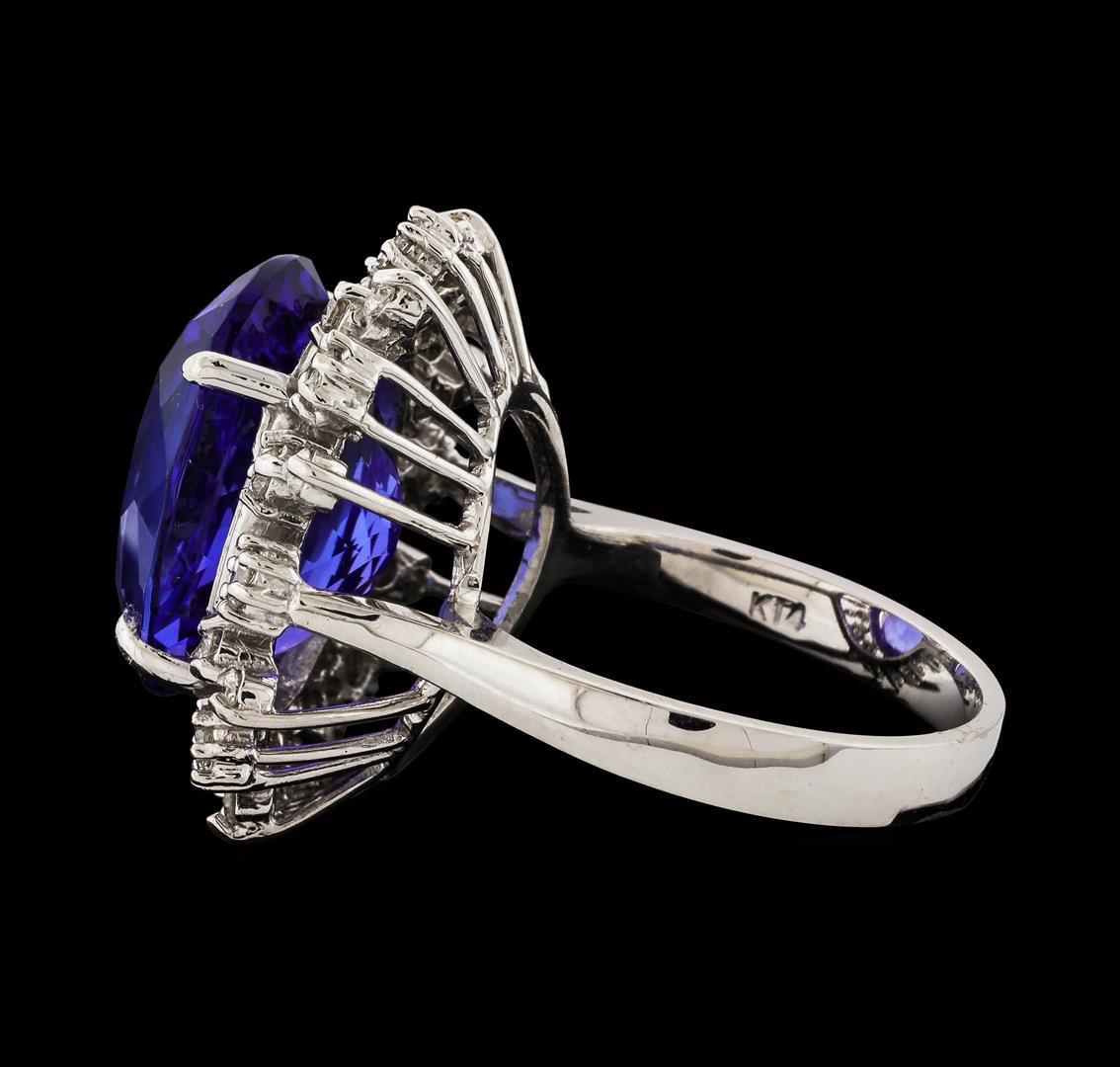 11.09 ctw Tanzanite and Diamond Ring - 14KT White Gold