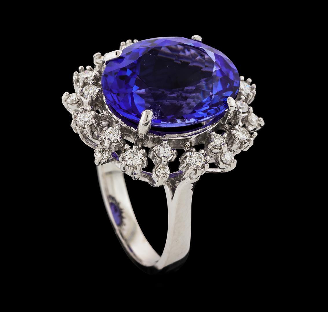 11.09 ctw Tanzanite and Diamond Ring - 14KT White Gold