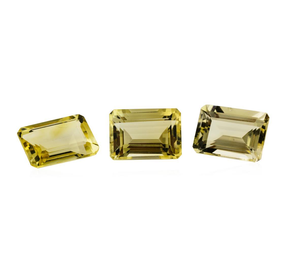 21.68 ctw.Natural Emerald Cut Citrine Quartz Parcel of Three