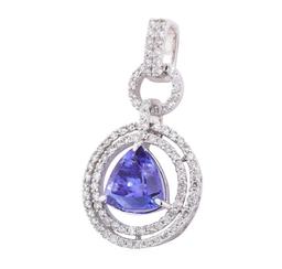 6.85 ctw Tanzanite and Diamond Pendant - 14KT White Gold