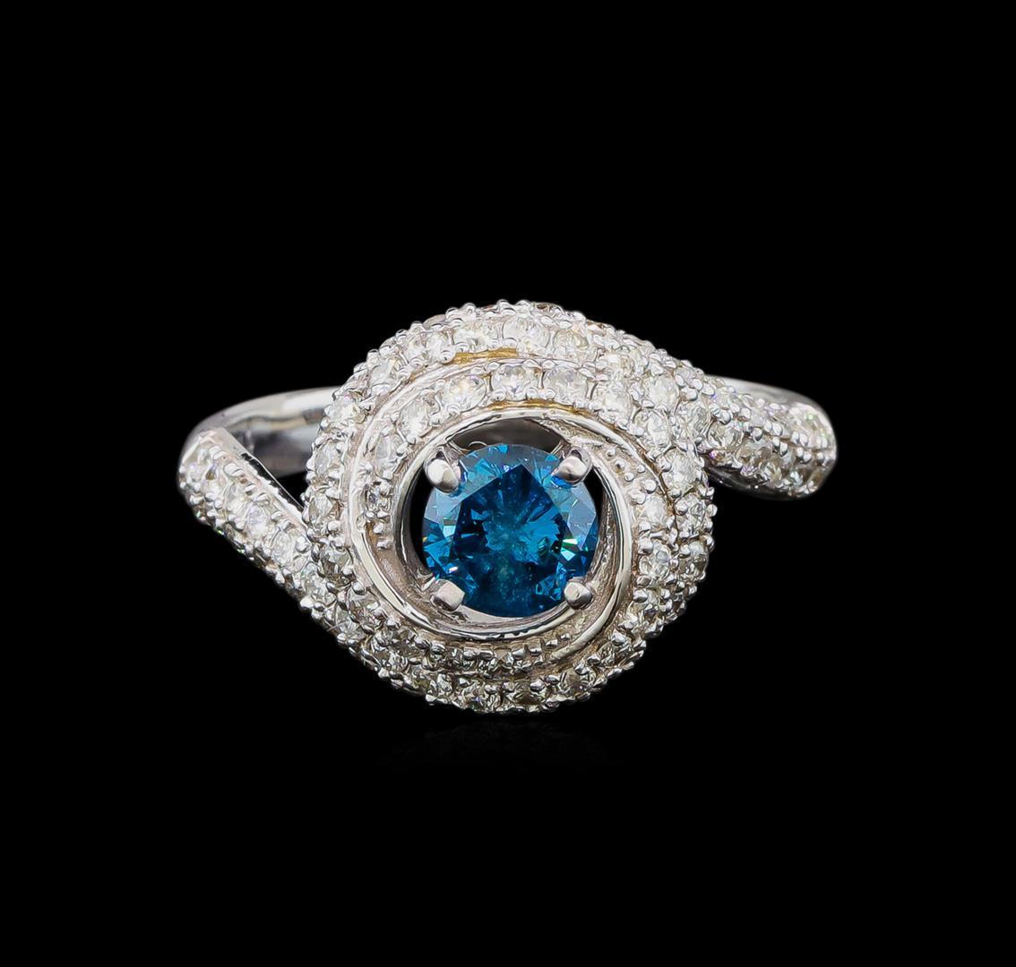 14KT White Gold 1.29 ctw Fancy Blue Diamond Ring