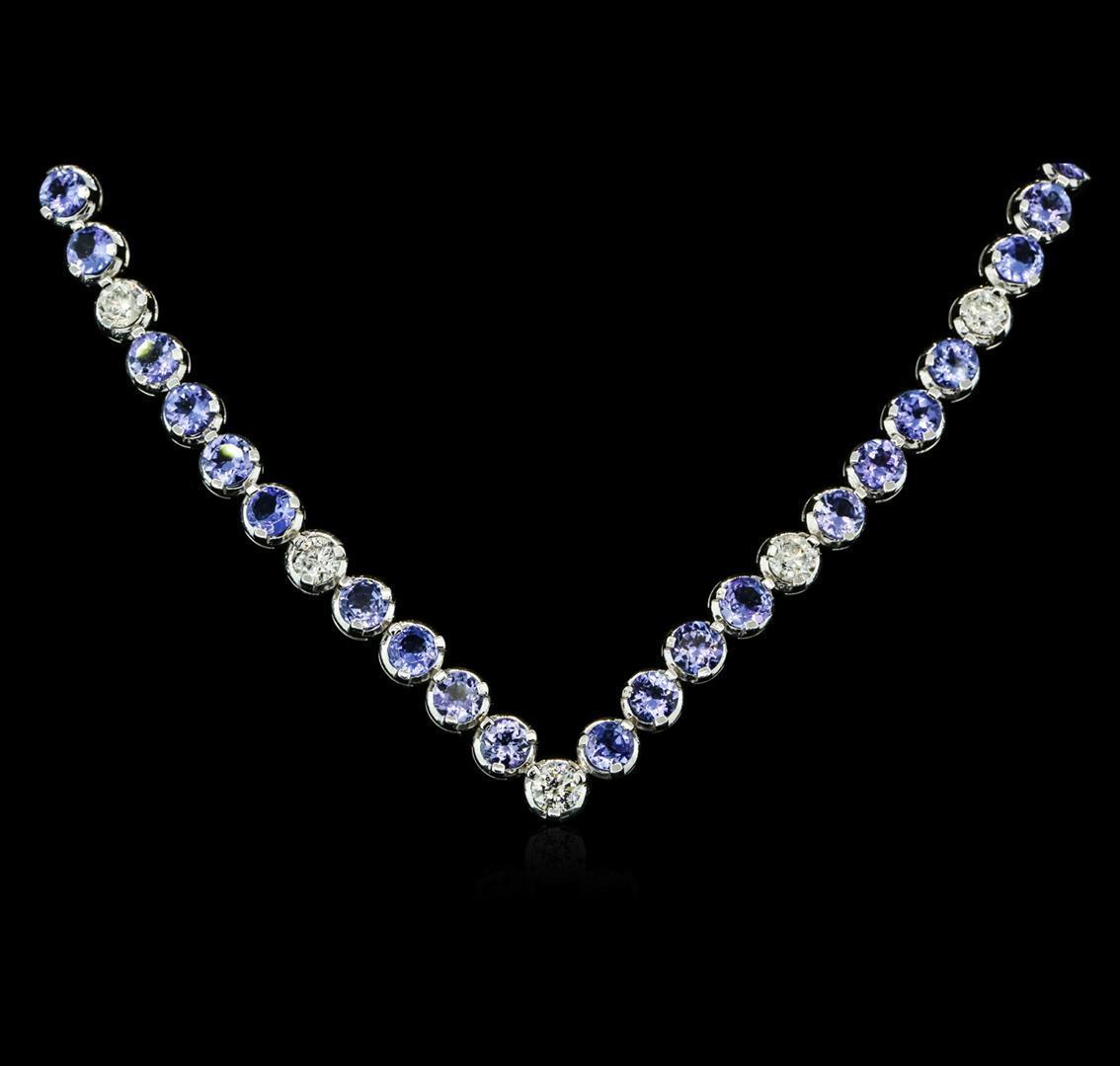 14KT White Gold 11.52 ctw Tanzanite and Diamond Necklace