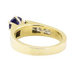 1.60 ctw Blue Sapphire and Diamond Ring - 14KT Yellow Gold