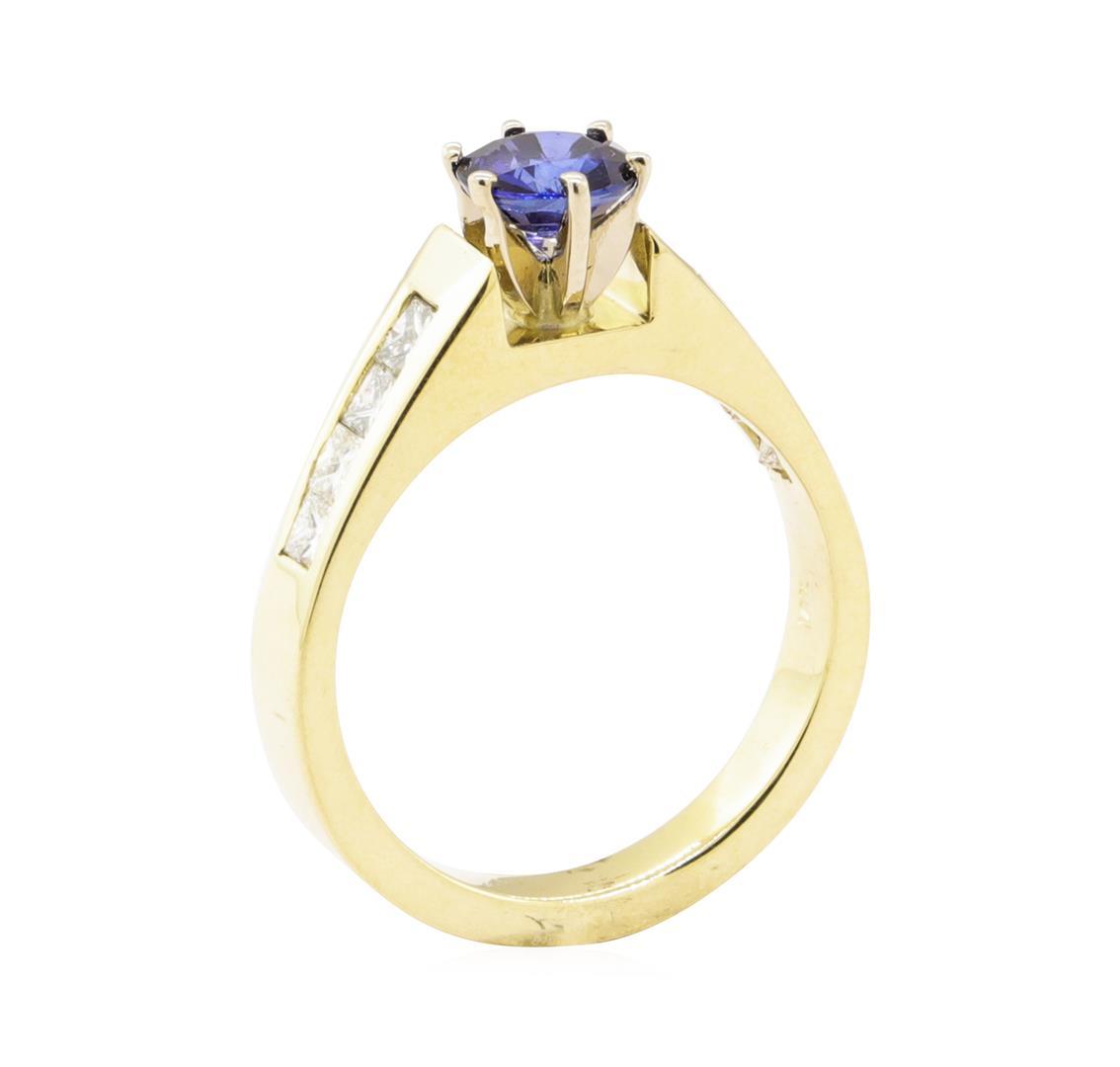 1.60 ctw Blue Sapphire and Diamond Ring - 14KT Yellow Gold