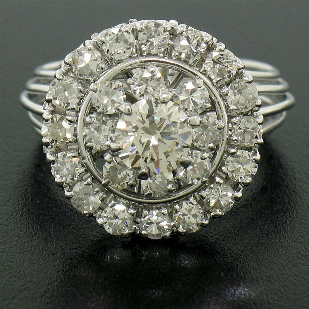 Vintage Hand Made 18K Gold 1.90 ctw Round BRILLIANT Diamond Cluster Cocktail Rin