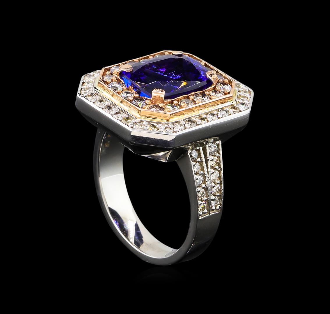 14KT Rose and White Gold 4.29 ctw Tanzanite and Diamond Ring