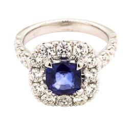 1.62 ctw Sapphire and Diamond Ring - 14KT White Gold