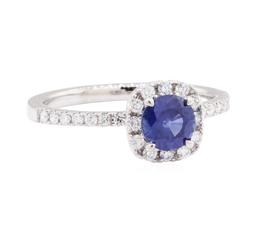 0.77 ctw Sapphire and Diamond Ring - 14KT White Gold