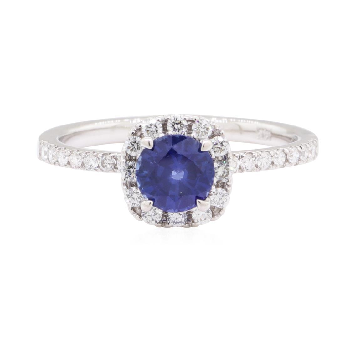 0.77 ctw Sapphire and Diamond Ring - 14KT White Gold