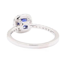 0.77 ctw Sapphire and Diamond Ring - 14KT White Gold