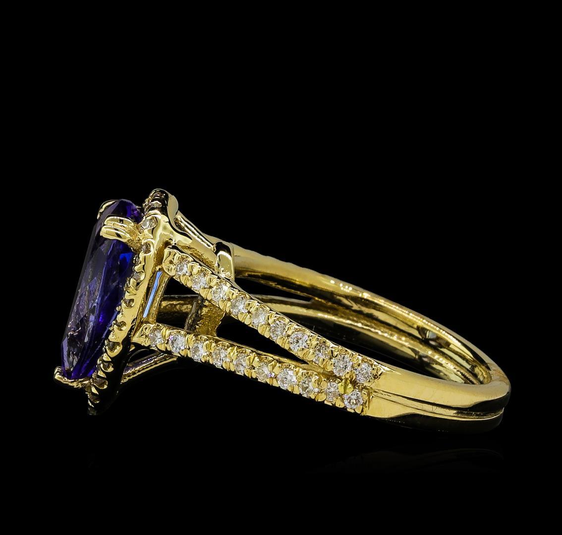 2.43 ctw Tanzanite and Diamond Ring - 14KT Yellow Gold