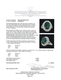 4.70 ctw Emerald and Diamond Ring - 14KT White Gold
