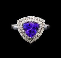 14KT White Gold 1.82 ctw Tanzanite and Diamond Ring