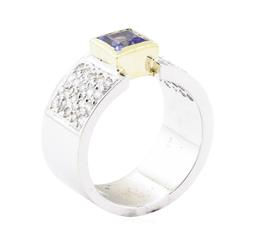 1.20 ctw Tanzanite And Diamond Ring - 14KT White And Yellow Gold