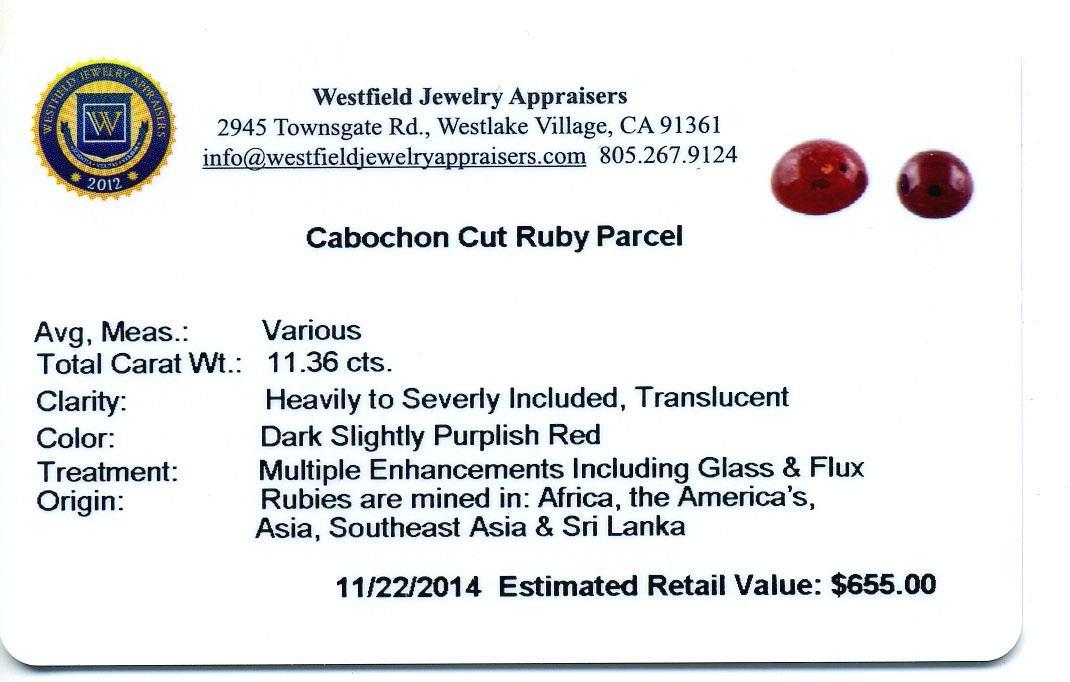 11.36 ctw. Cabochon Cut Ruby Parcel