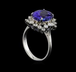 14KT White Gold 3.88 ctw Tanzanite and Diamond Ring