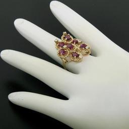 14kt Yellow Gold 2.14 ctw Ruby and Diamond Cluster Cocktail Ring