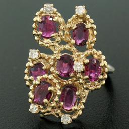 14kt Yellow Gold 2.14 ctw Ruby and Diamond Cluster Cocktail Ring