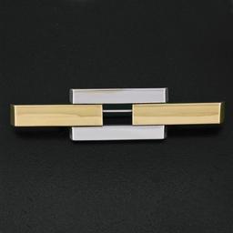 Albadoro Italian 18K Yellow White Gold Unique Geometric Polished Bar Brooch Pin