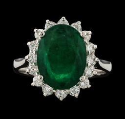 4.60 ctw Emerald and Diamond Ring - 14KT White Gold
