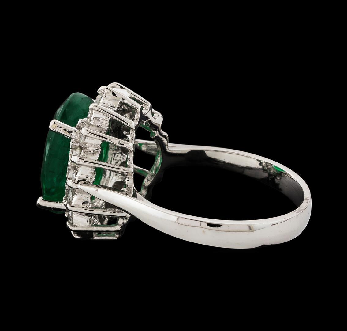 4.60 ctw Emerald and Diamond Ring - 14KT White Gold