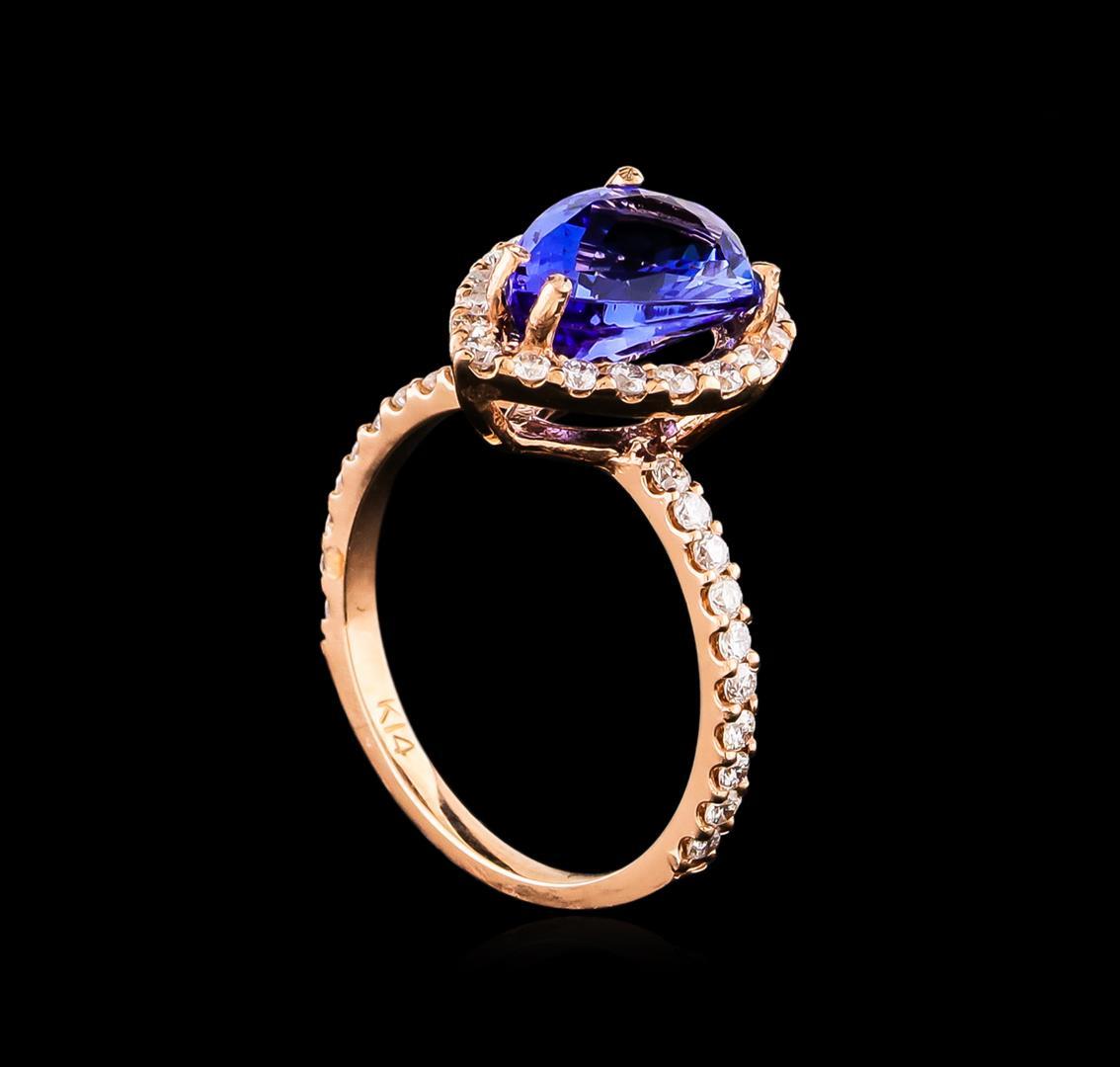 14KT Rose Gold 2.77 ctw Tanzanite and Diamond Ring