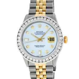 Rolex Mens 2 Tone MOP 3 ctw Channel Set Diamond Datejust 36MM Wristwatch