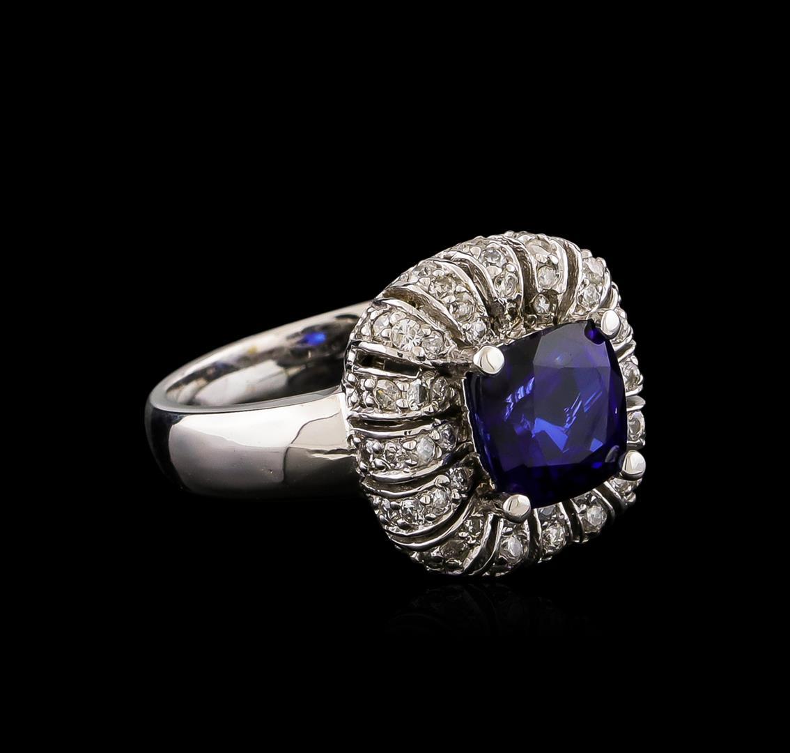 14KT White Gold 2.25 ctw Tanzanite and Diamond Ring