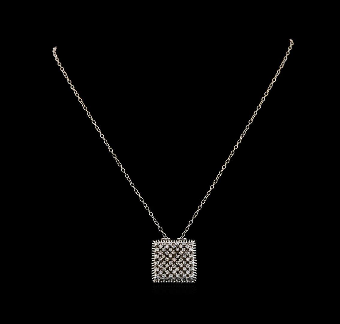 0.85 ctw Diamond Pendant With Chain - 14KT White Gold