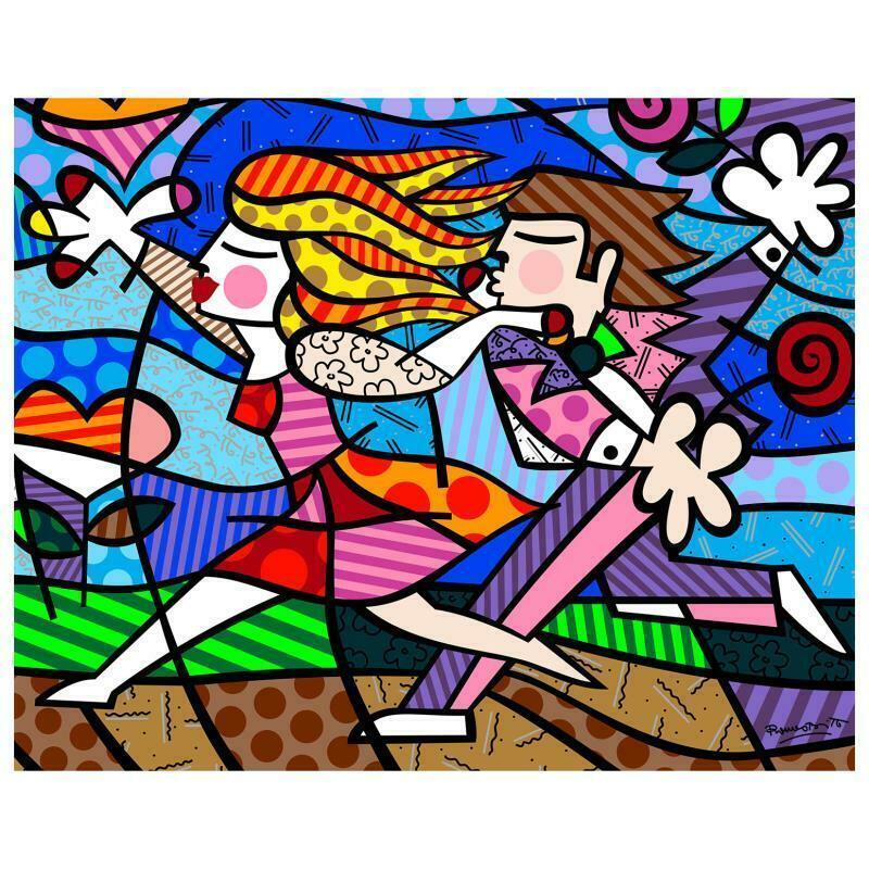 Romero Britto "New Love Blossoms" Hand Signed Giclee on Canvas; Authenticated