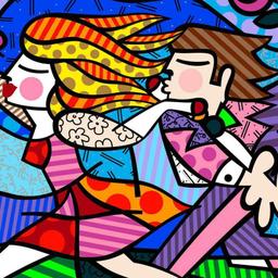 Romero Britto "New Love Blossoms" Hand Signed Giclee on Canvas; Authenticated