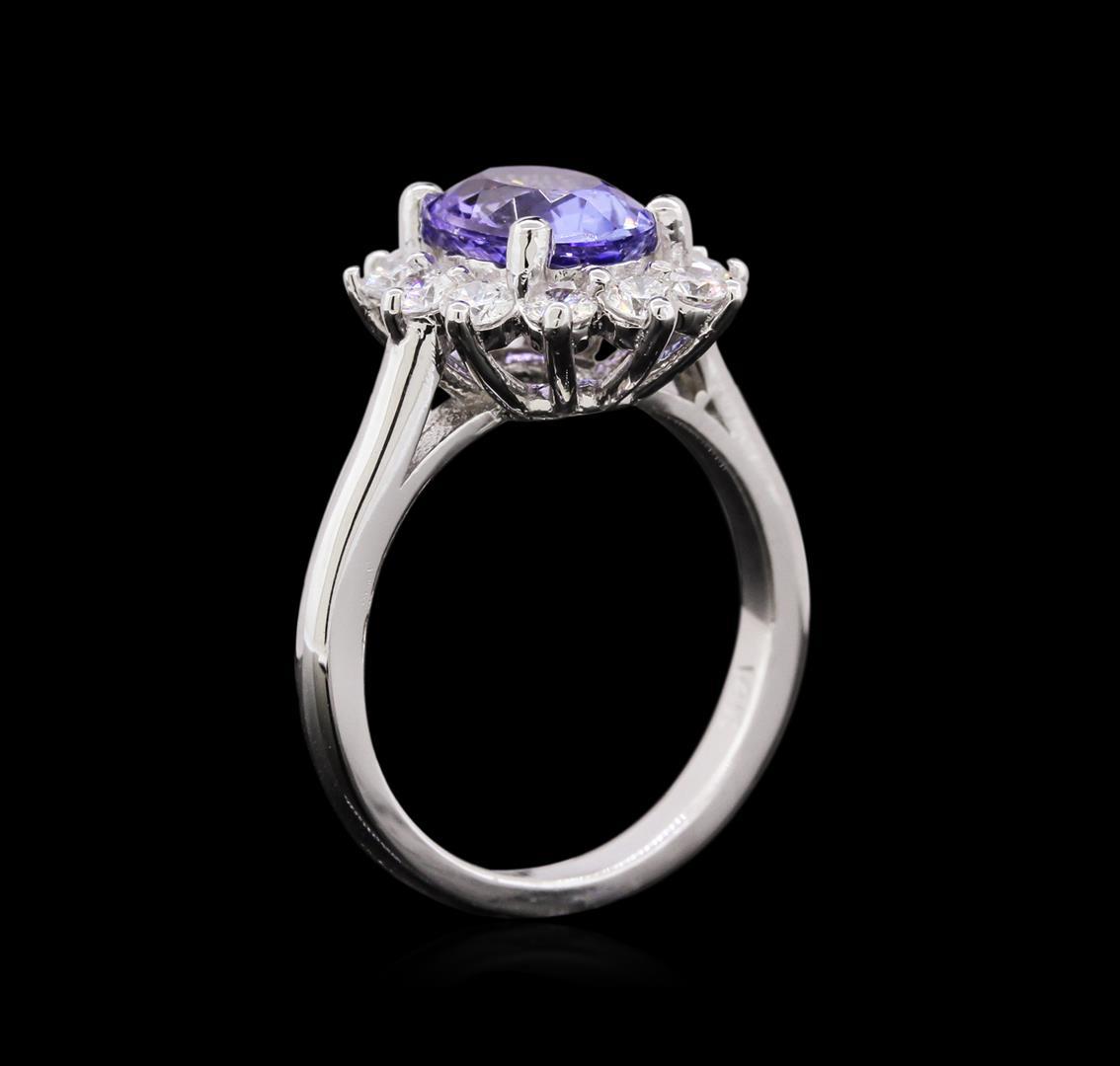 2.07 ctw Tanzanite and Diamond Ring - 14KT White Gold