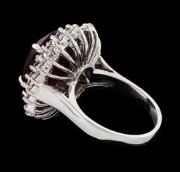 9.62 ctw Ruby and Diamond Ring - 14KT White Gold