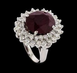 9.62 ctw Ruby and Diamond Ring - 14KT White Gold