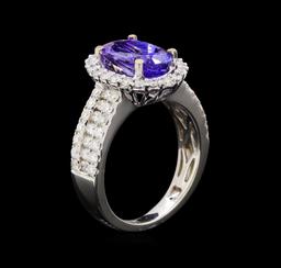 14KT White Gold 2.51 ctw Tanzanite and Diamond Ring