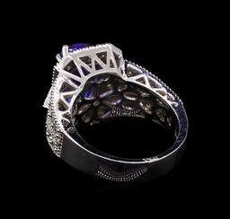 4.25 ctw Tanzanite and Diamond Ring - 14KT White Gold