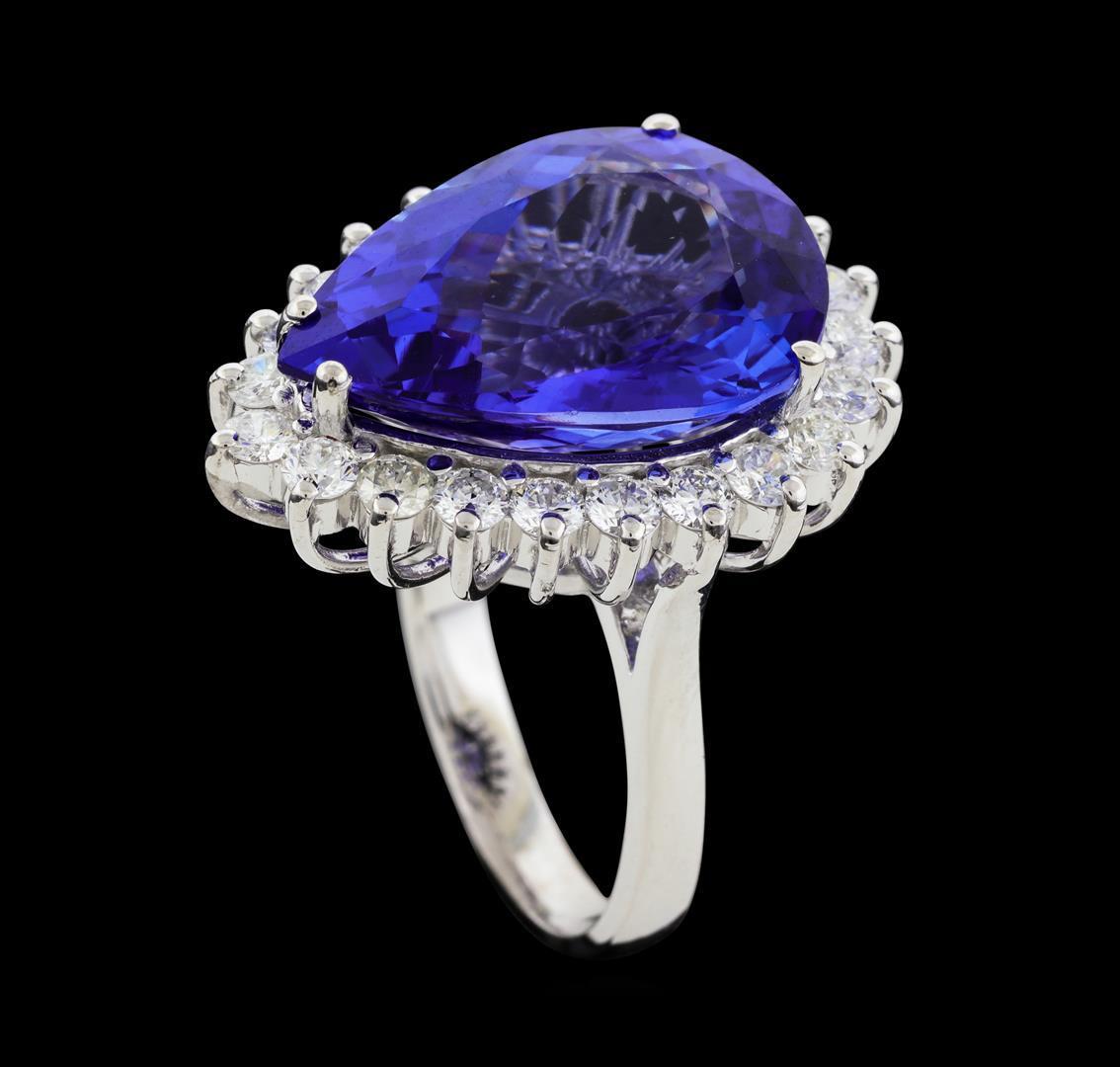 12.77 ctw Tanzanite and Diamond Ring - 14KT White Gold