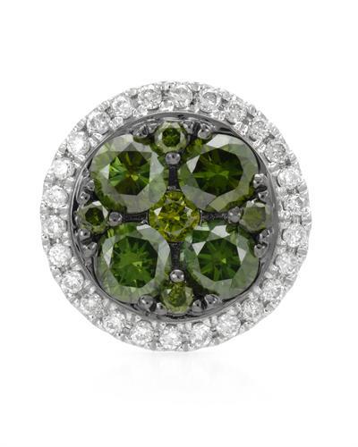 14k White Gold 0.45CTW Diamond and Green Dia Pendant, (SI/H)