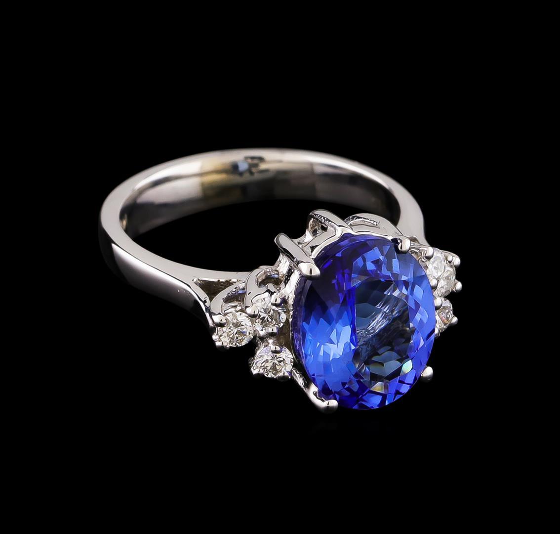 3.05 ctw Tanzanite and Diamond Ring - 14KT White Gold