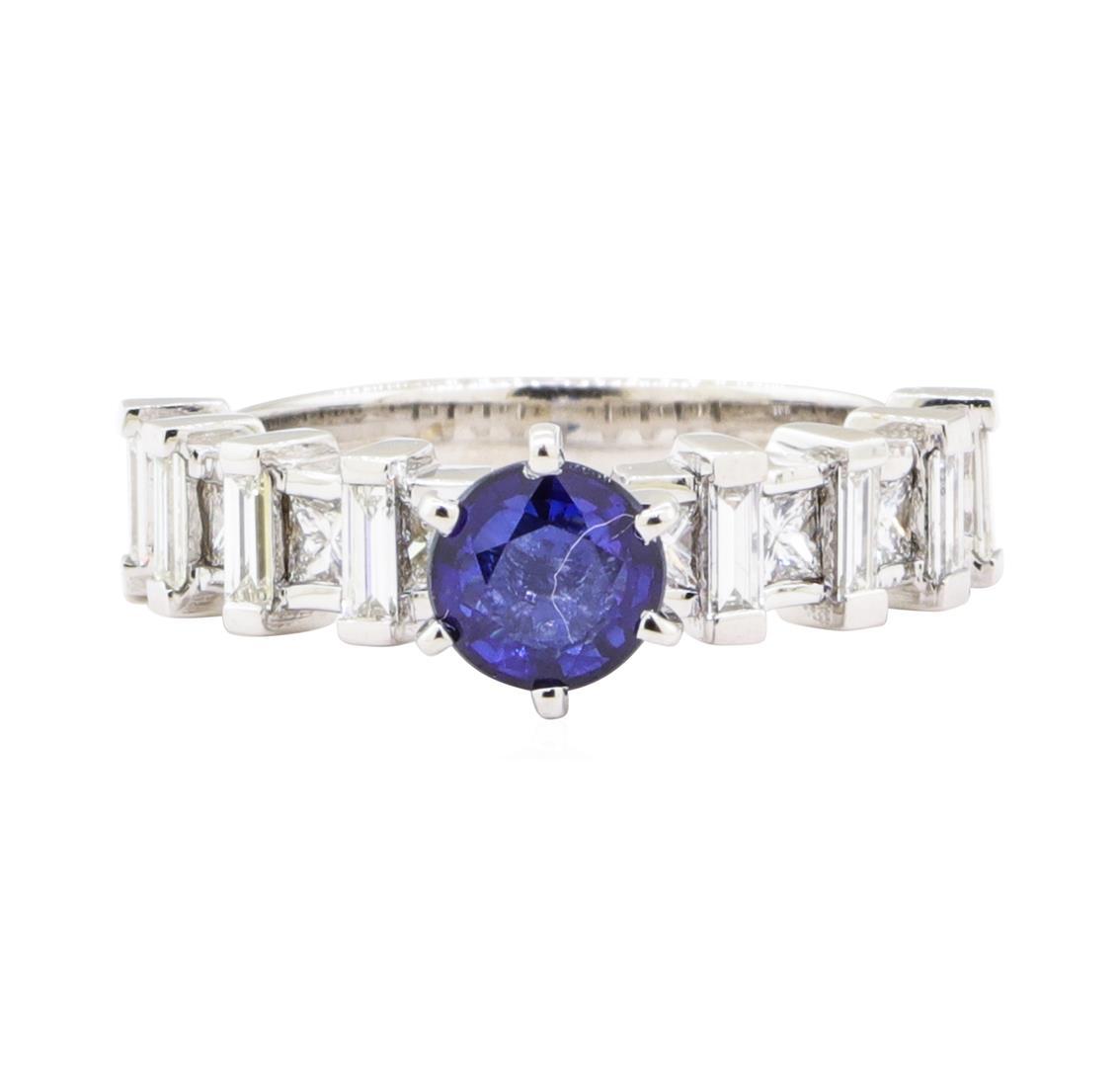 2.20 ctw Sapphire And Diamond Ring - 18KT White Gold