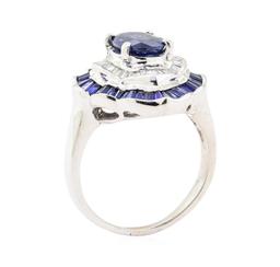 3.20 ctw Sapphire and Diamond Ring - 14KT White Gold