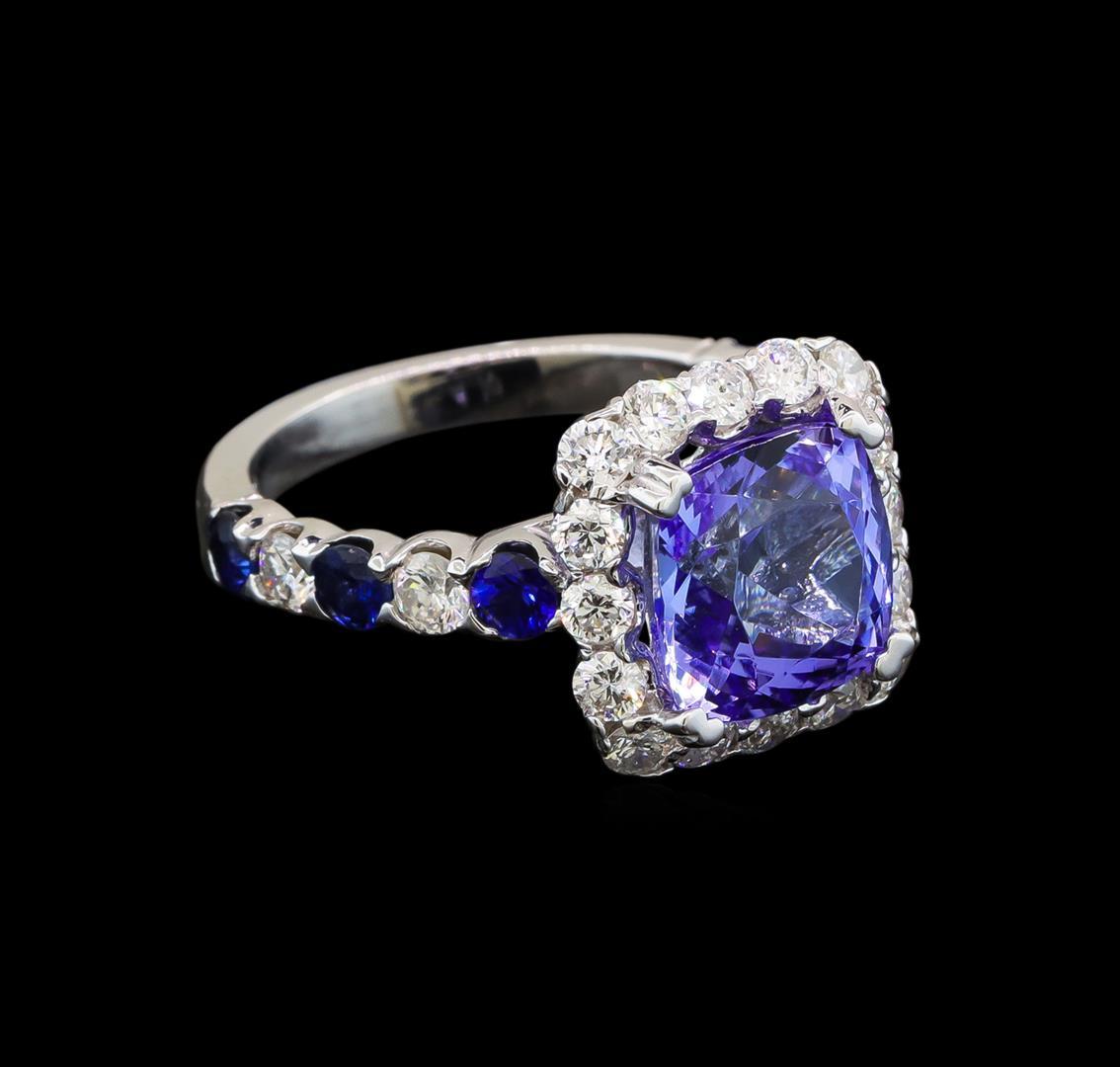 14KT White Gold 3.49 ctw Tanzanite, Sapphire and Diamond Ring