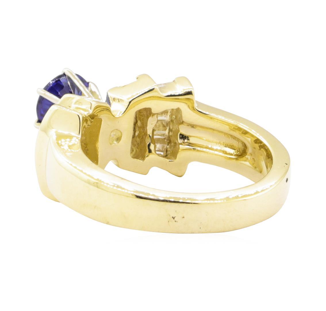 1.66 ctw Blue Sapphire And Diamond Ring - 14KT Yellow Gold
