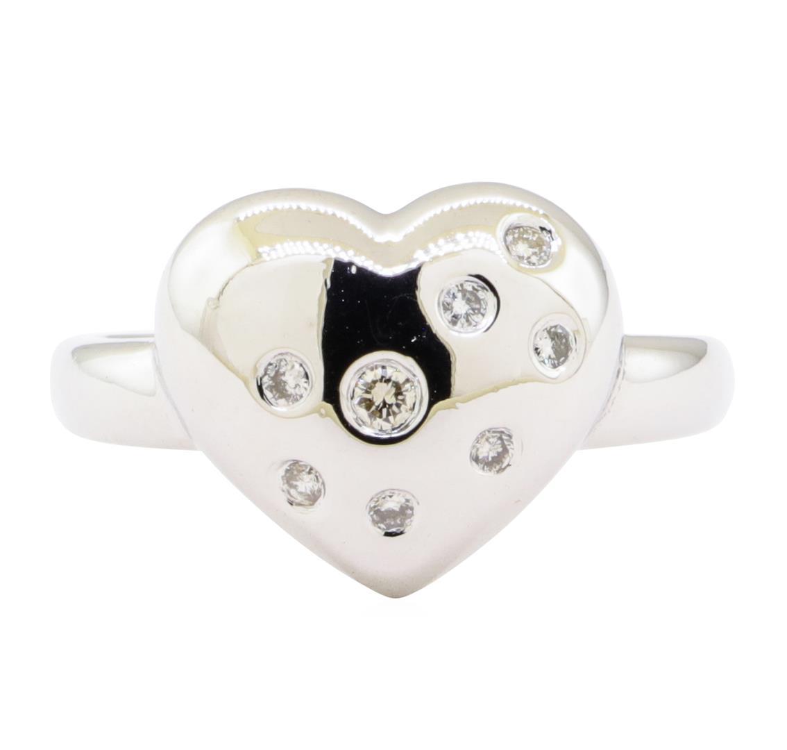 0.20 ctw Diamond Heart Shaped Ring - 14KT White Gold