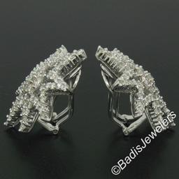 18kt White Gold 3.35 ctw Diamond Star Burst Cluster Earrings