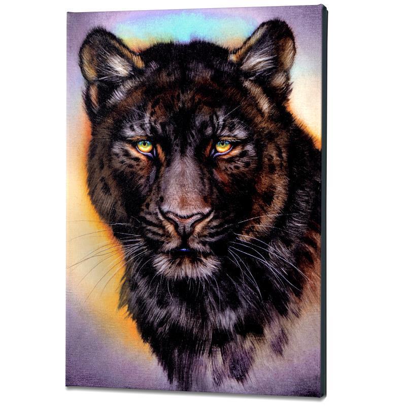 "Black Phase Leopard" Limited Edition Giclee on Canvas by Martin Katon, Numbered