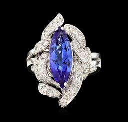 2.29 ctw Tanzanite and Diamond Ring - 14KT White Gold