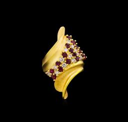 1.59 ctw Ruby and Diamond Ring - 18KT Yellow Gold