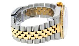 Rolex Mens 2 Tone MOP String Diamond & Sapphire 36MM Oyster Perpetual Datejust