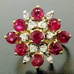 Designer 14k Two Tone Gold 2.60 ctw Vivid Blood Ruby & Diamond Cocktail Ring